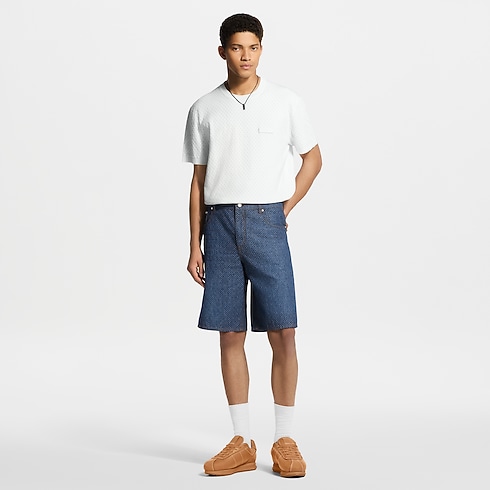Ready-to-Wear Denim Reflective Nanogram Chambray Shorts | Louis Vuitton ® (Product zoom)