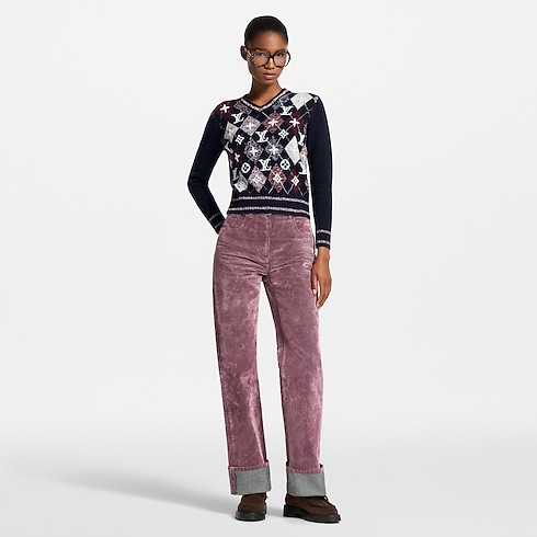 Ready-to-Wear Knitwear 3D Monogram Argyle Pullover | Louis Vuitton ® (Product zoom)