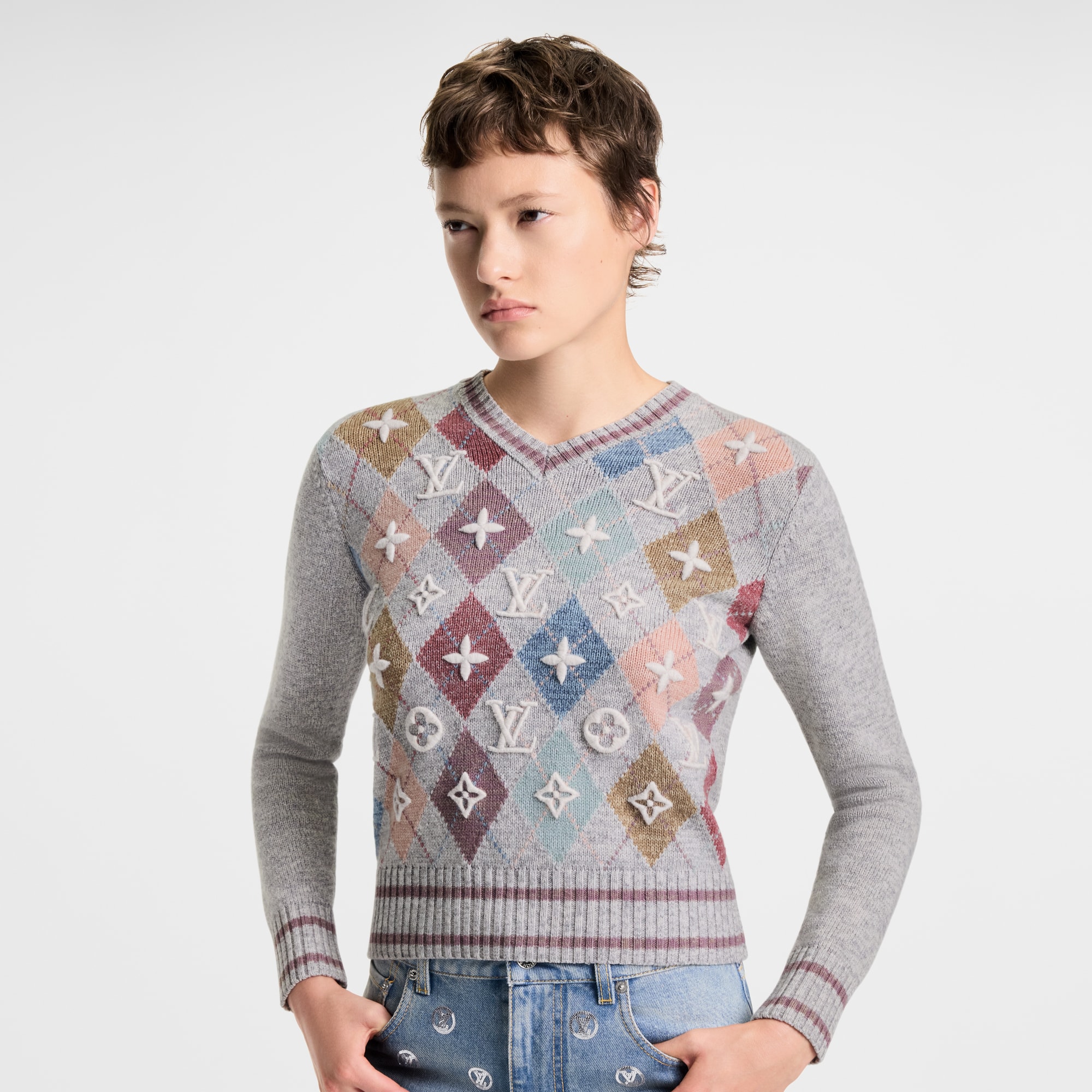  Ready-to-Wear Knitwear 3D Signature Argyle Pullover | Louis Vuitton ® (Product zoom)