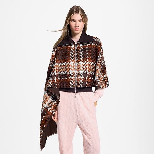 Ready-to-Wear Coats and Jackets Asymmetrical Tartan Tweed Cape Coat | Louis Vuitton ® (Product zoom)
