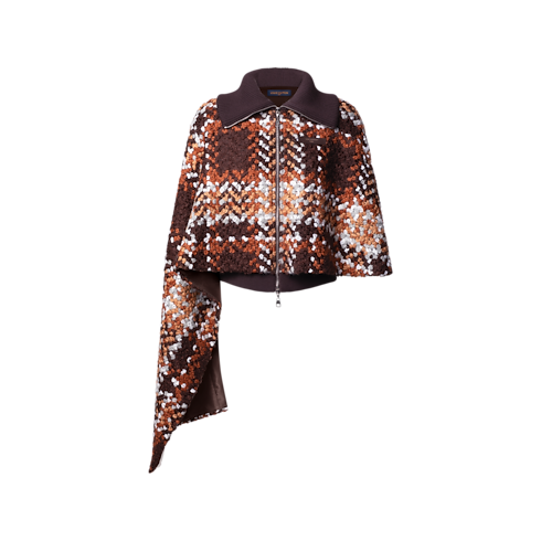 Ready-to-Wear Coats and Jackets Asymmetrical Tartan Tweed Cape Coat | Louis Vuitton ® (Product zoom)