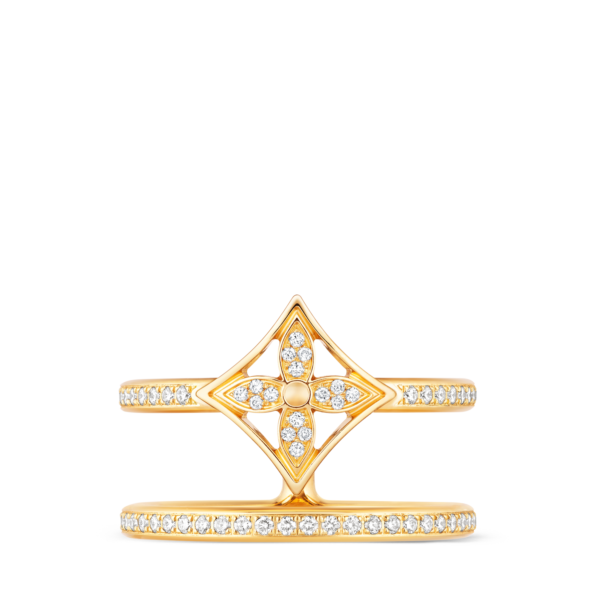  Catégories Toute la Joaillerie Bague deux rangs Idylle Blossom, or jaune et diamants | Louis Vuitton ® (Zoom produit)