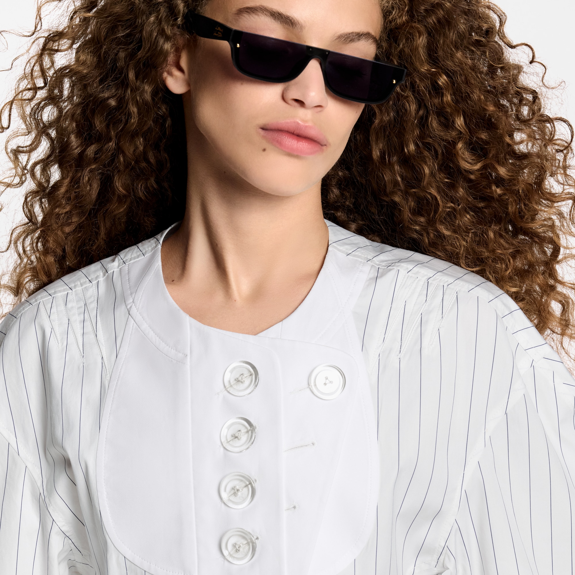 Ready-to-Wear Tops Bib Front Striped Blouse | Louis Vuitton ® (Product zoom)