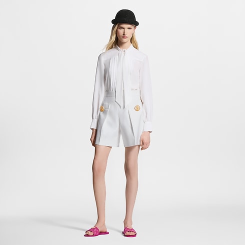 Prêt-à-Porter Hauts Blouse plissée à lavallière | Louis Vuitton ® (Zoom produit)
