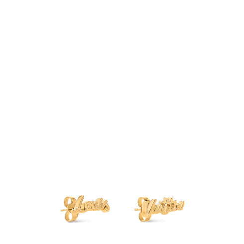 S00 Bijoux Fantaisie Boucles d’oreilles LV Script Stud Earrings | Louis Vuitton ® (Zoom produit)