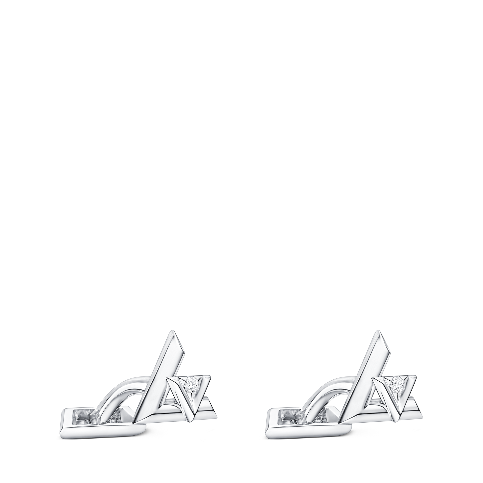  Catégories Toute la Joaillerie Boutons de manchette LV Volt One, or blanc et diamants | Louis Vuitton ® (Zoom produit)