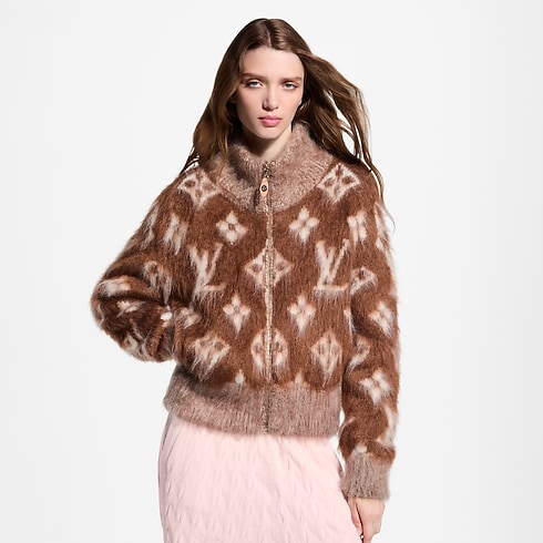 Ready-to-Wear Knitwear Brushed Monogram Zip-Up Jacket | Louis Vuitton ® (Product zoom)