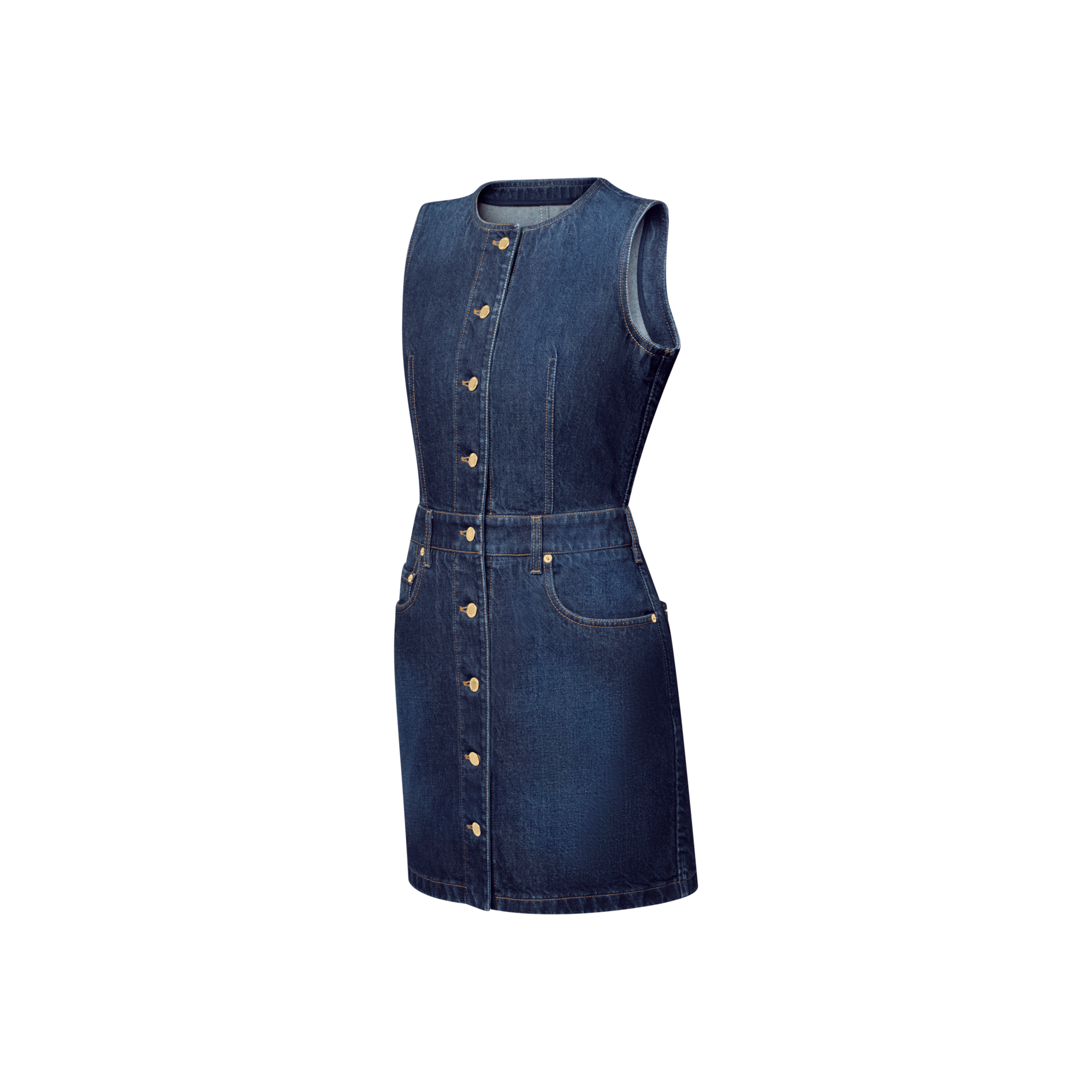 Ready-to-Wear Dresses Button Front Washed Denim Dress | Louis Vuitton ® (Product zoom)