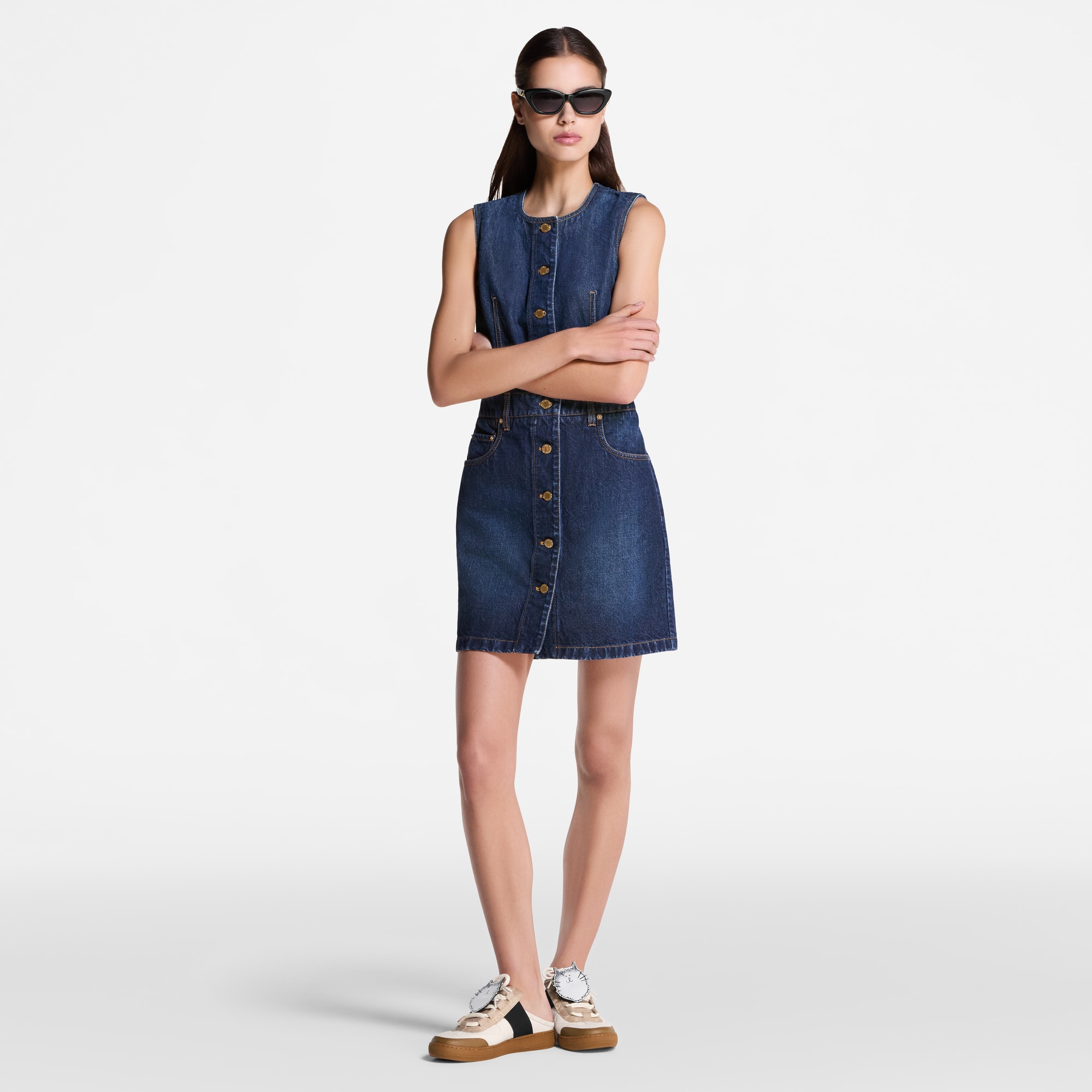  Ready-to-Wear Dresses Button Front Washed Denim Dress | Louis Vuitton ® (Product zoom)