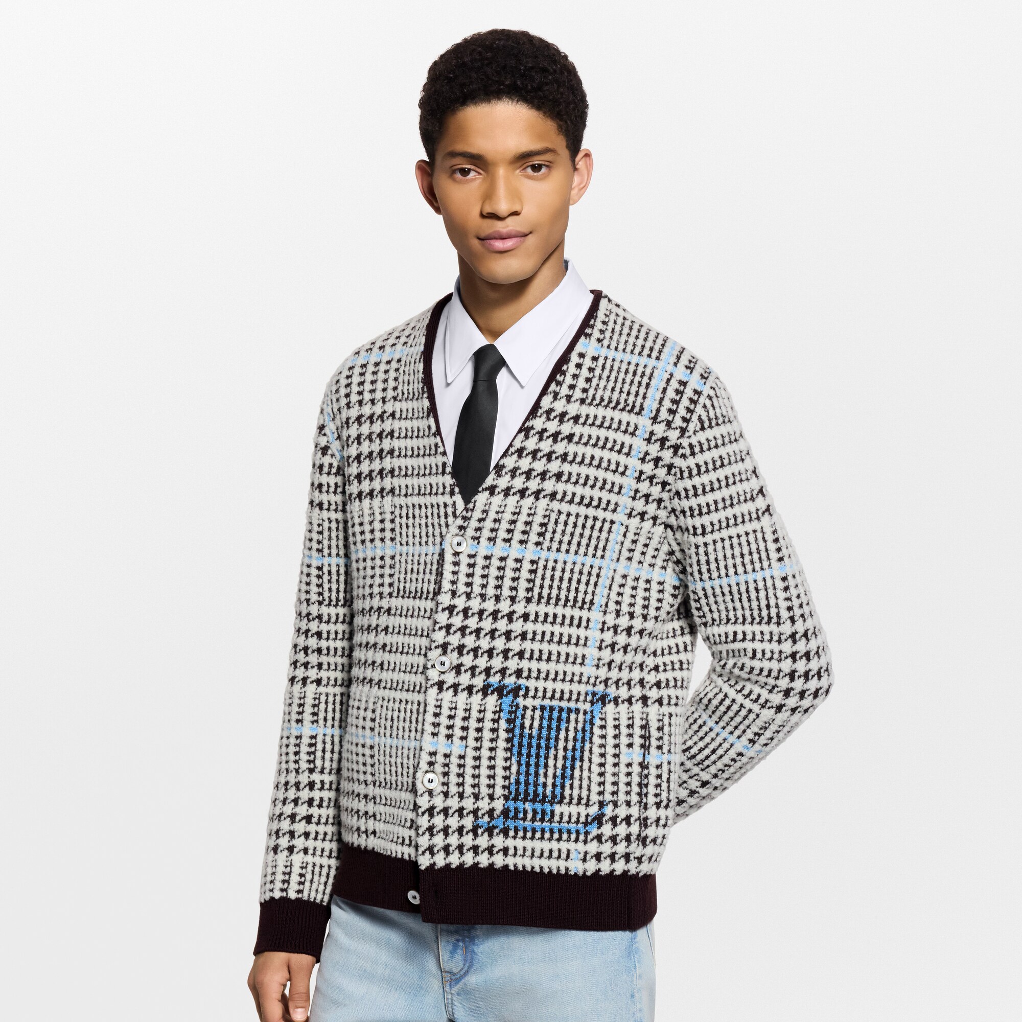  Prêt-à-Porter Tout le Prêt-à-Porter Cardigan texturé à carreaux | Louis Vuitton ® (Zoom produit)