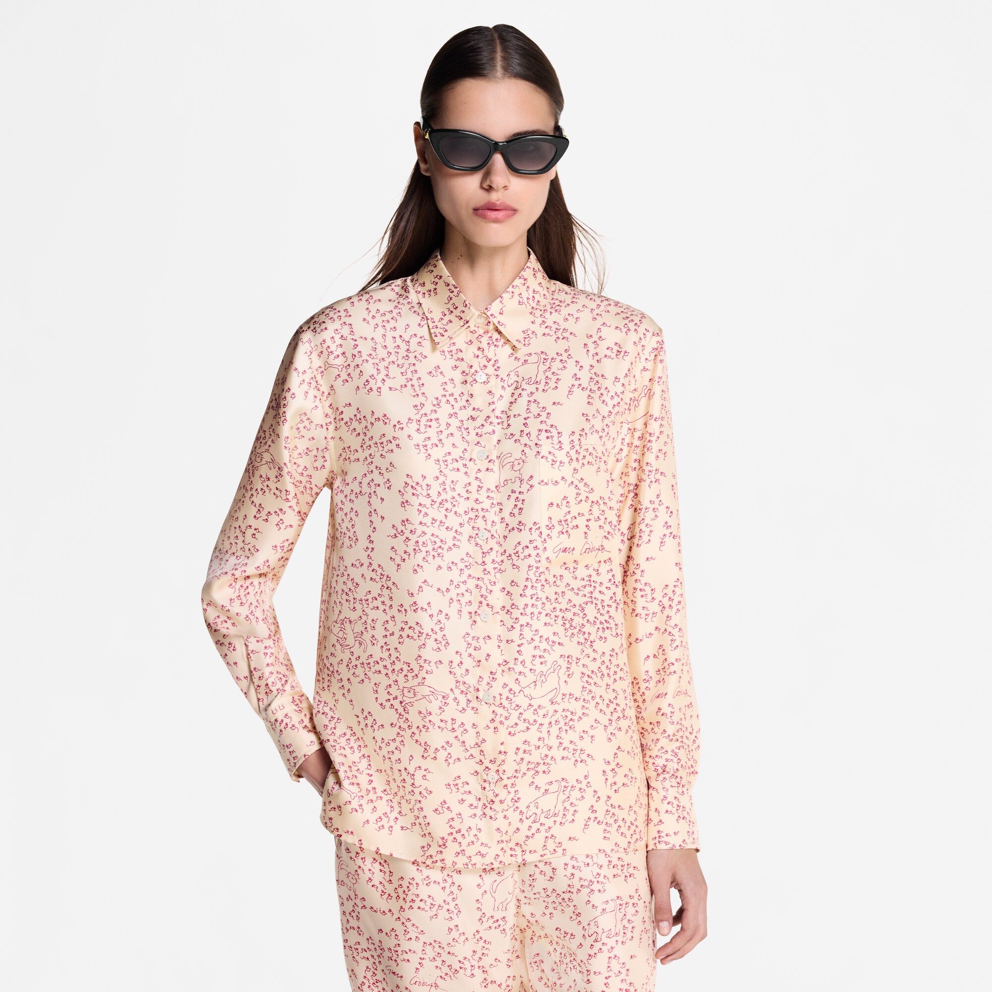 Ready-to-Wear Tops Cat-and-Mouse Print Silk Shirt | Louis Vuitton ® (Product zoom)