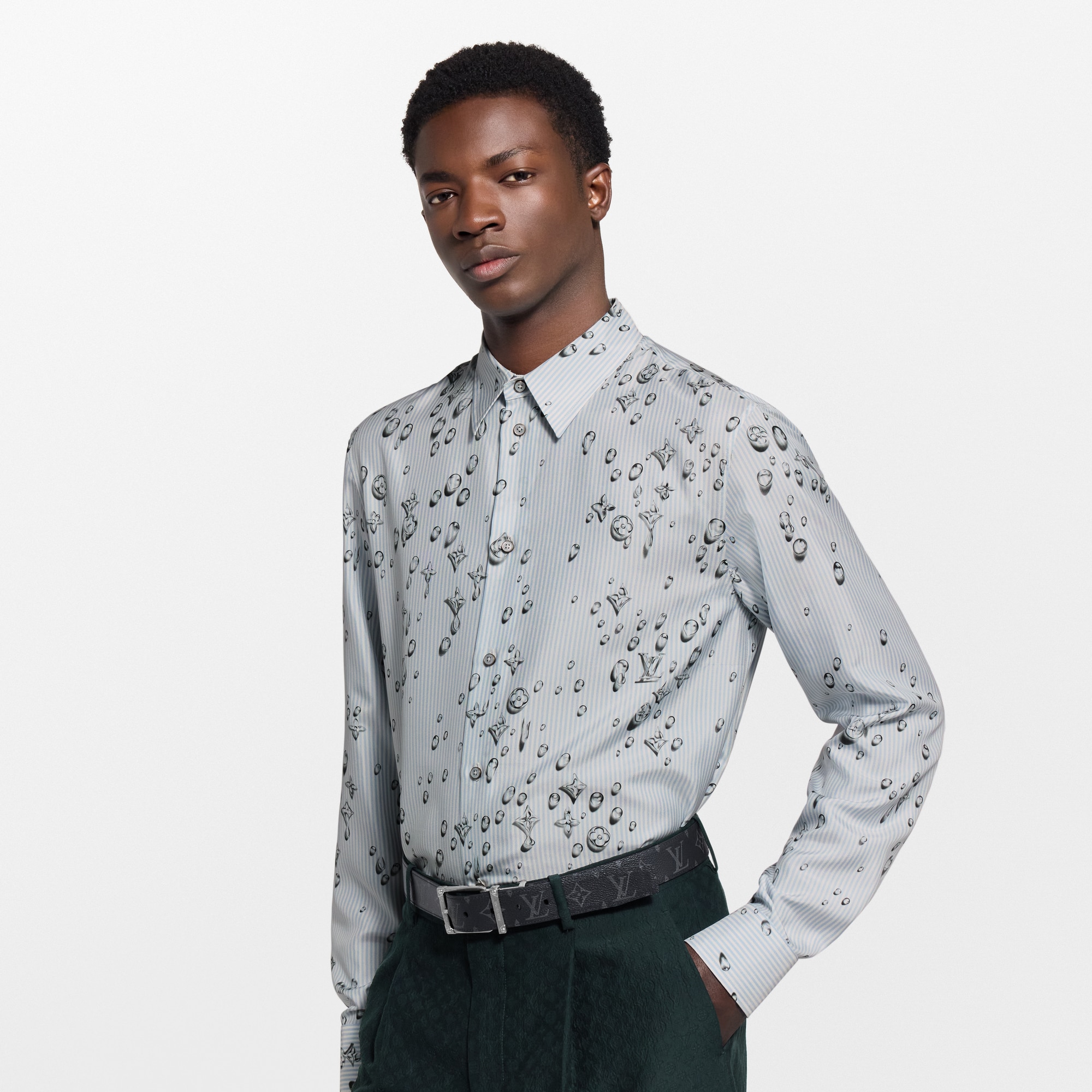  Prêt-à-Porter Chemises Chemise à rayures Monogram en soie | Louis Vuitton ® (Zoom produit)