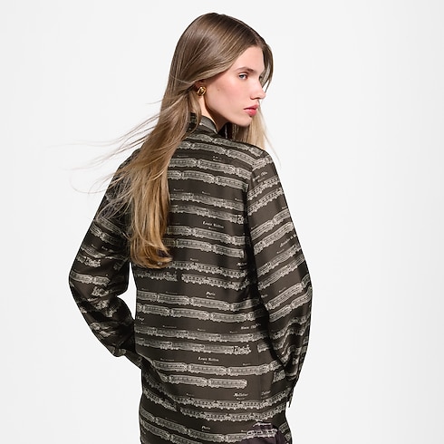 Prêt-à-Porter Tops et Chemises Chemise en soie à imprimé train | Louis Vuitton ® (Zoom produit)