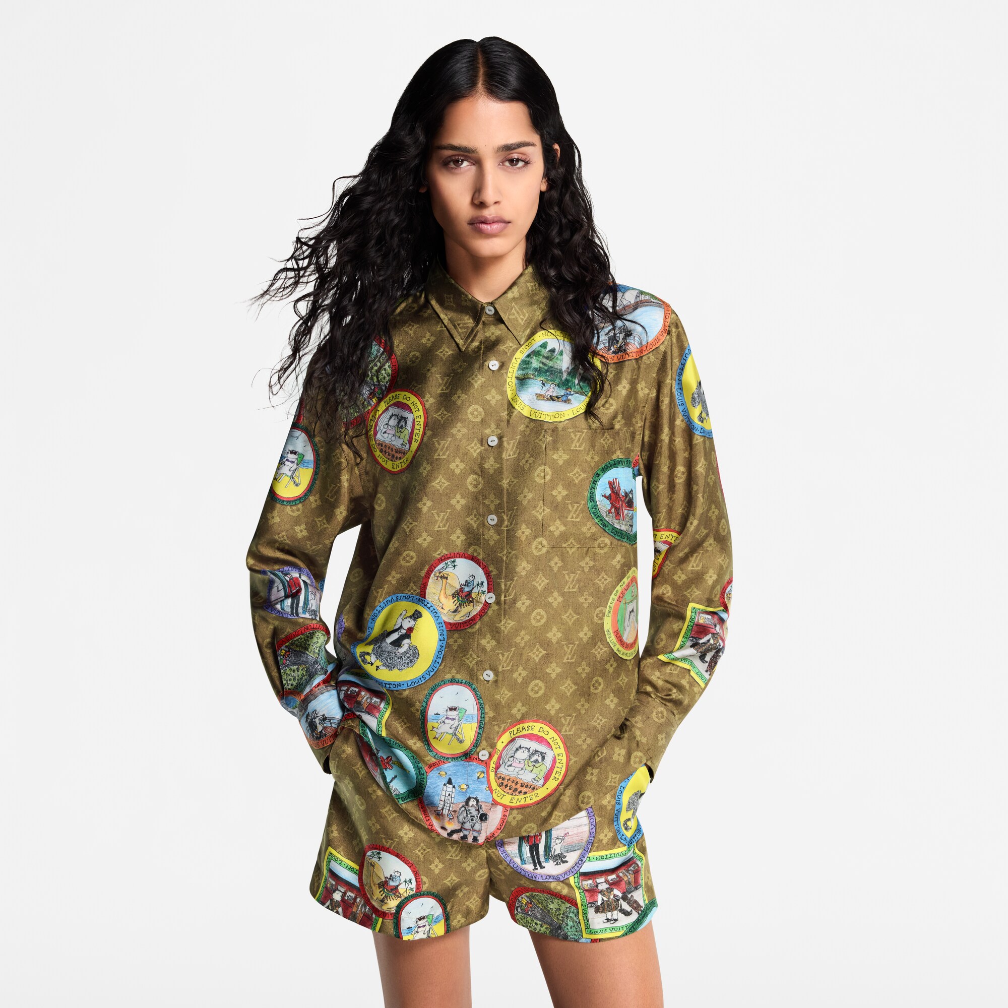  Prêt-à-Porter Hauts Chemise Monogram à sceaux chats en soie | Louis Vuitton ® (Zoom produit)