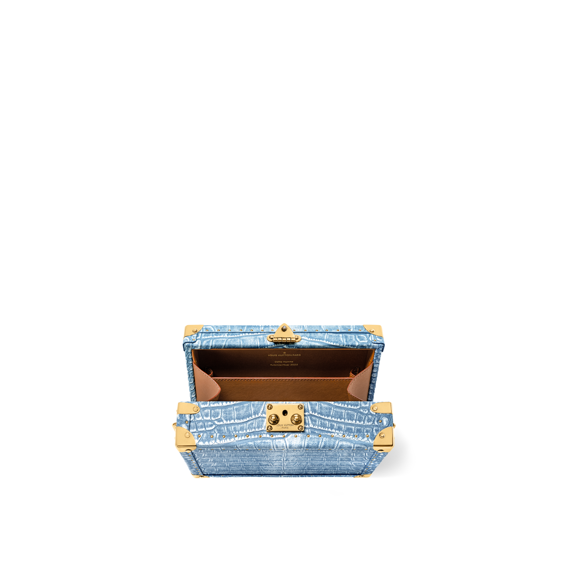 Crocodilien Mat Malles et Coffrets Wearable Trunks Clutch Box en denim bleu délavé | Louis Vuitton ® (Zoom produit)