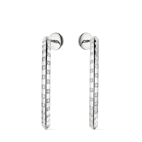 Catégories Boucles d'Oreilles Créoles larges Le Damier de Louis Vuitton, or blanc et diamants | Louis Vuitton ® (Zoom produit)