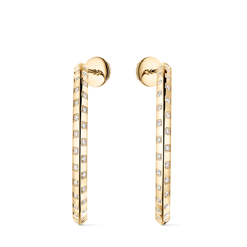 Catégories Boucles d'Oreilles Créoles larges Le Damier de Louis Vuitton, or jaune et diamants | Louis Vuitton ® (Zoom produit)