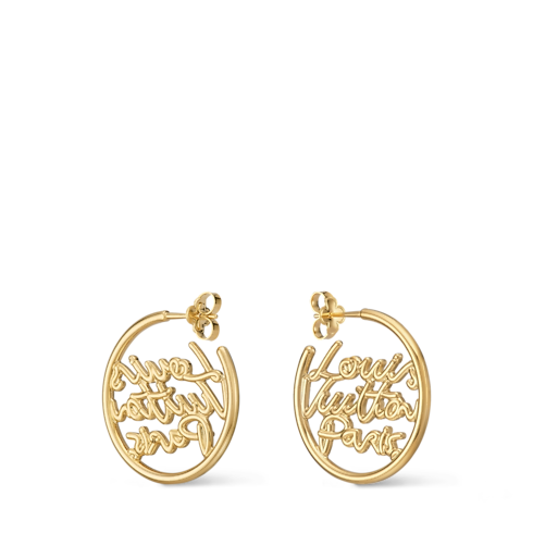 S00 Bijoux Fantaisie Boucles d’oreilles Créoles LV Script PM | Louis Vuitton ® (Zoom produit)