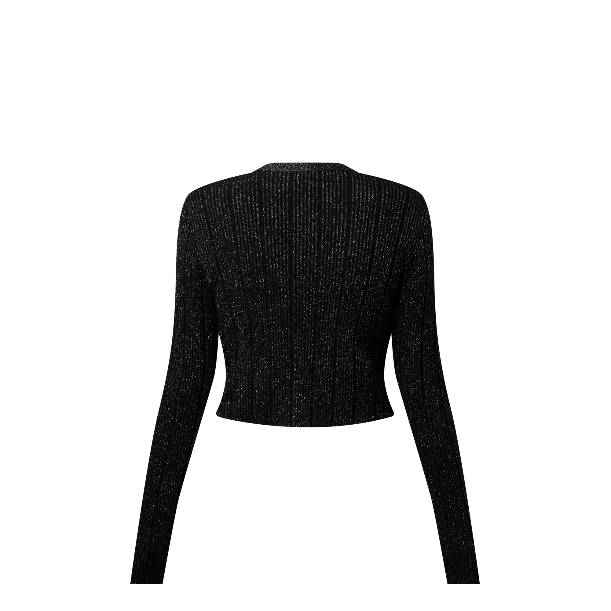  Ready-to-Wear Knitwear Cropped Rib-Knit Lurex Cardigan | Louis Vuitton ® (Product zoom)