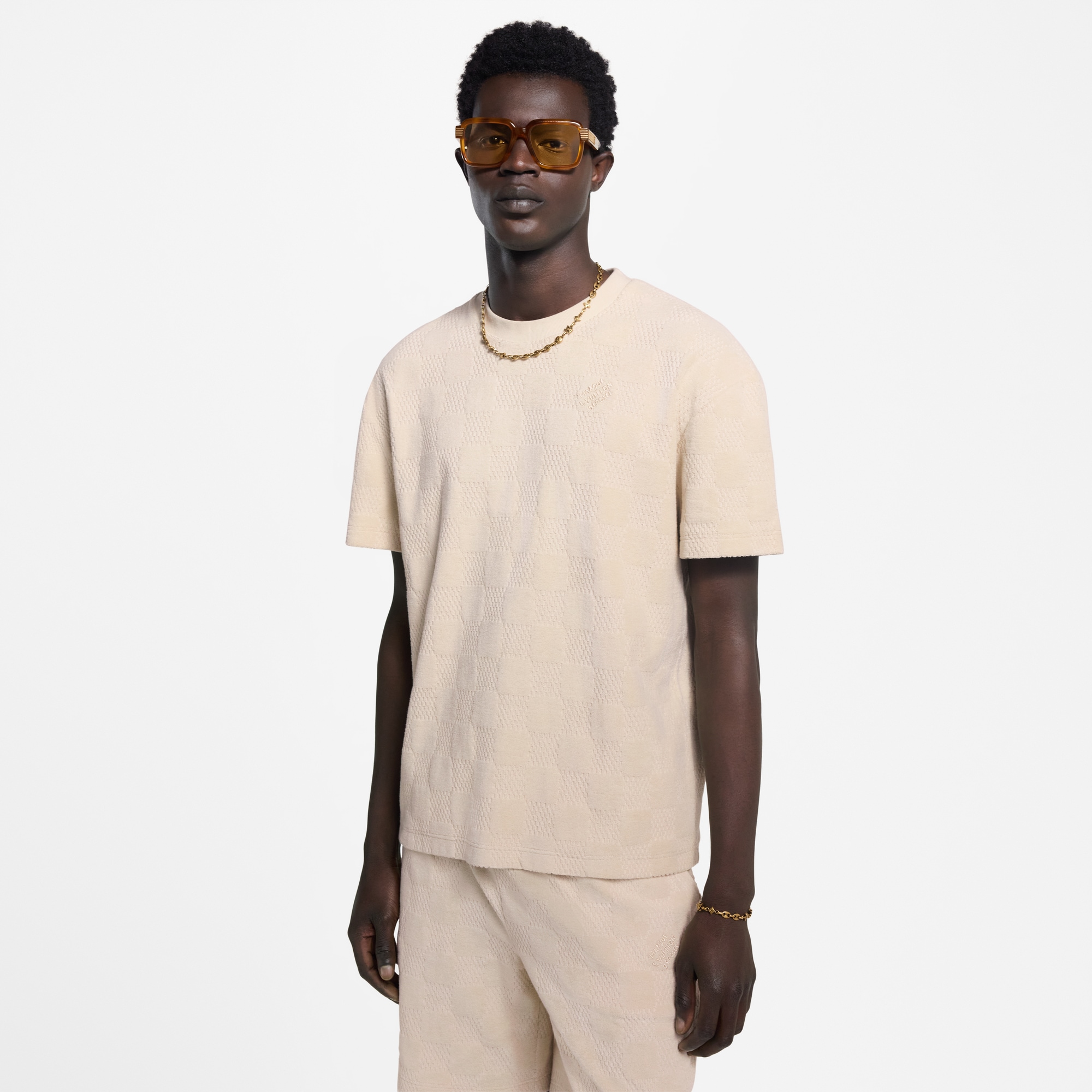  Ready-to-Wear T-Shirts and Polos Damier French Terry T-Shirt | Louis Vuitton ® (Product zoom)