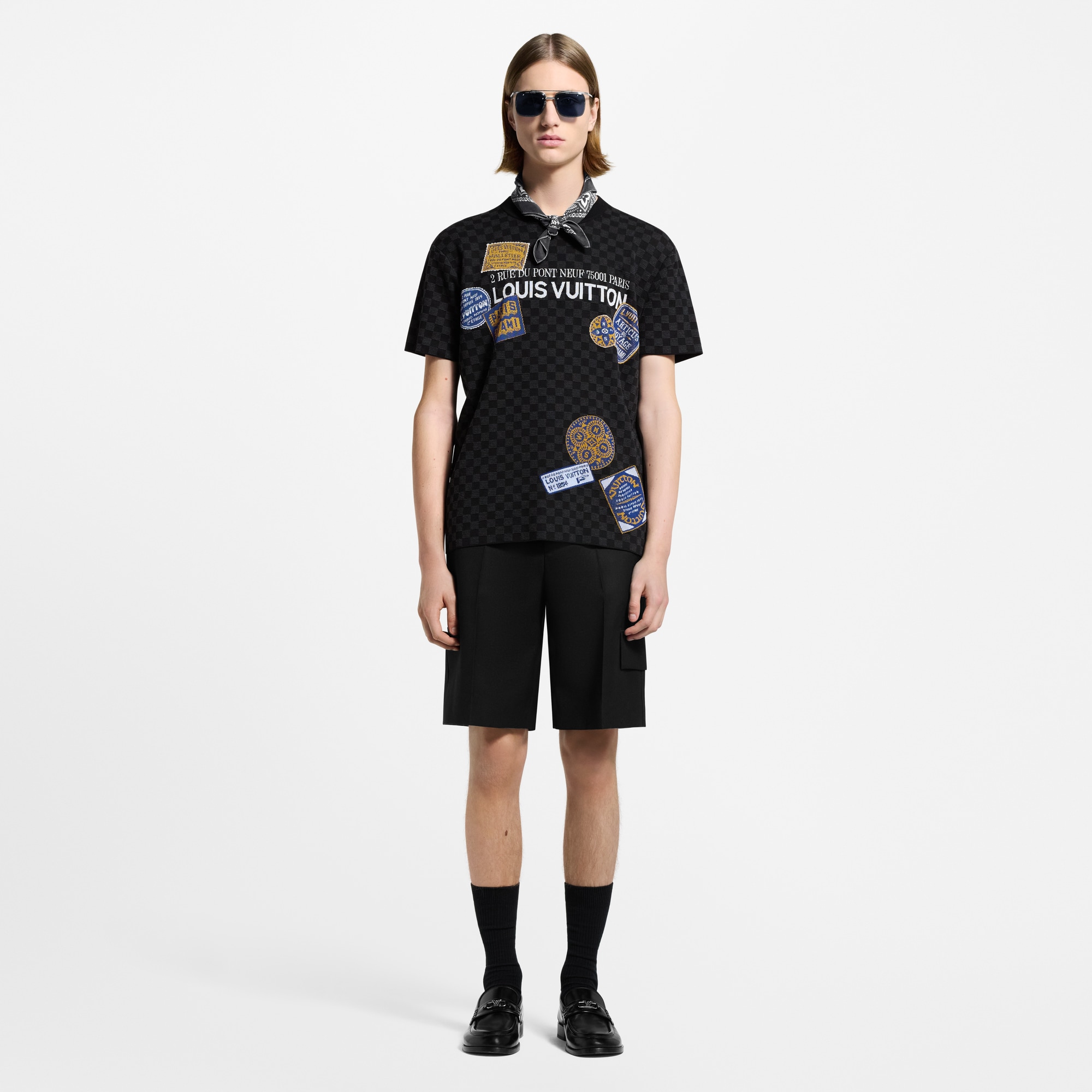  Ready-to-Wear Knitwear and Sweatshirts Damier Short-Sleeved Signature Crewneck | Louis Vuitton ® (Product zoom)