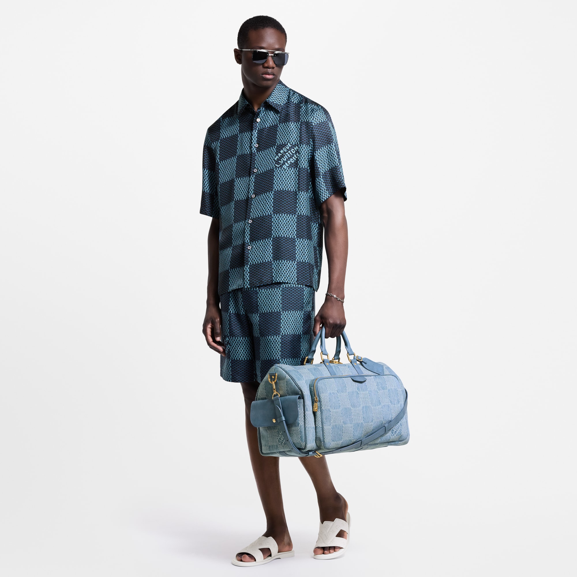  Ready-to-Wear Shirts Damier Short-Sleeved Silk Shirt | Louis Vuitton ® (Product zoom)