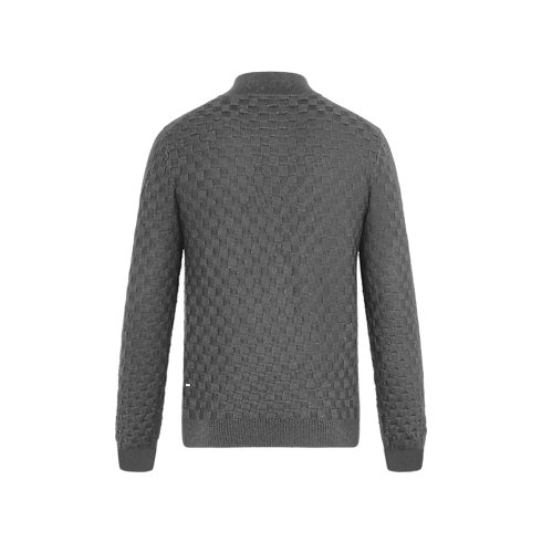 Ready-to-Wear Knitwear and Sweatshirts Damier Signature Zip-Through Cardigan | Louis Vuitton ® (Product zoom)
