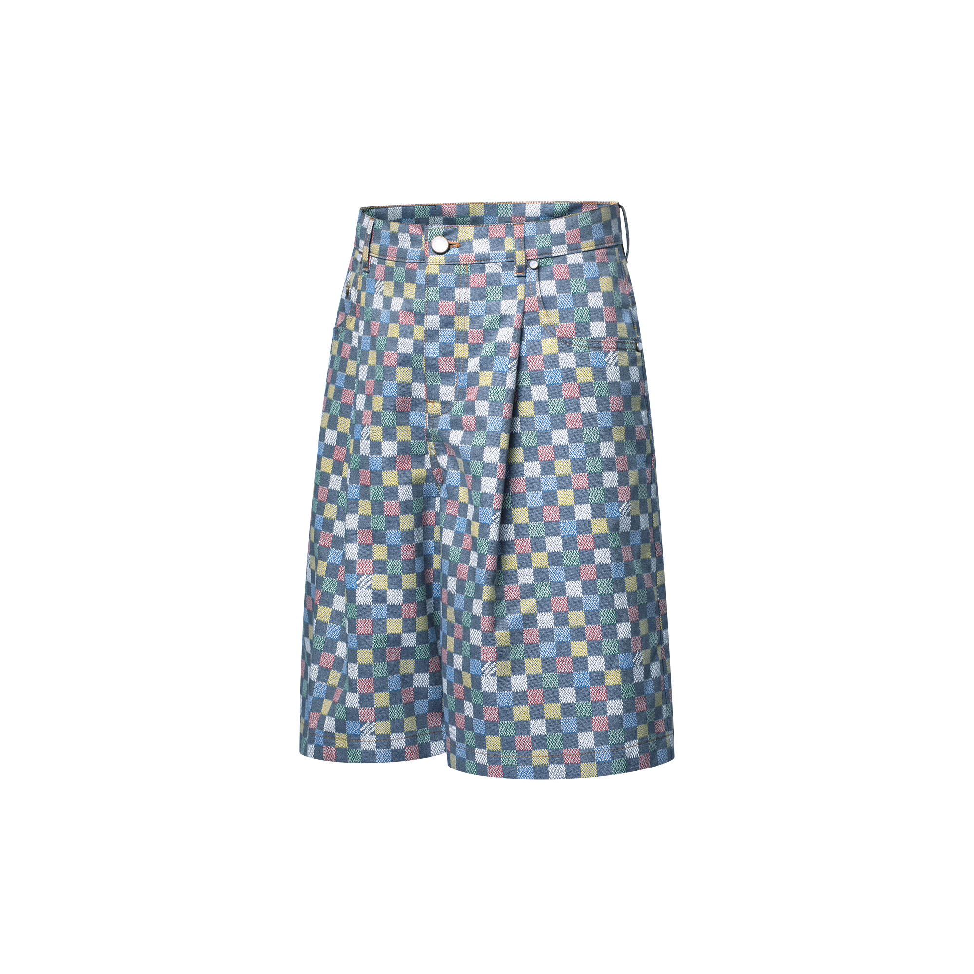  Ready-to-Wear Denim Damier Wide Chambray Shorts | Louis Vuitton ® (Product zoom)