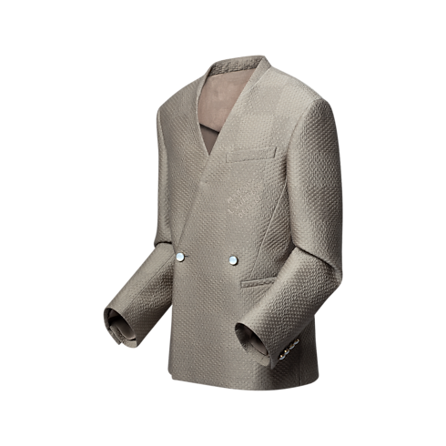 Ready-to-Wear Blazers and Jackets Damier Wool-Silk Jacquard Double-Breasted Jacket | Louis Vuitton ® (Product zoom)