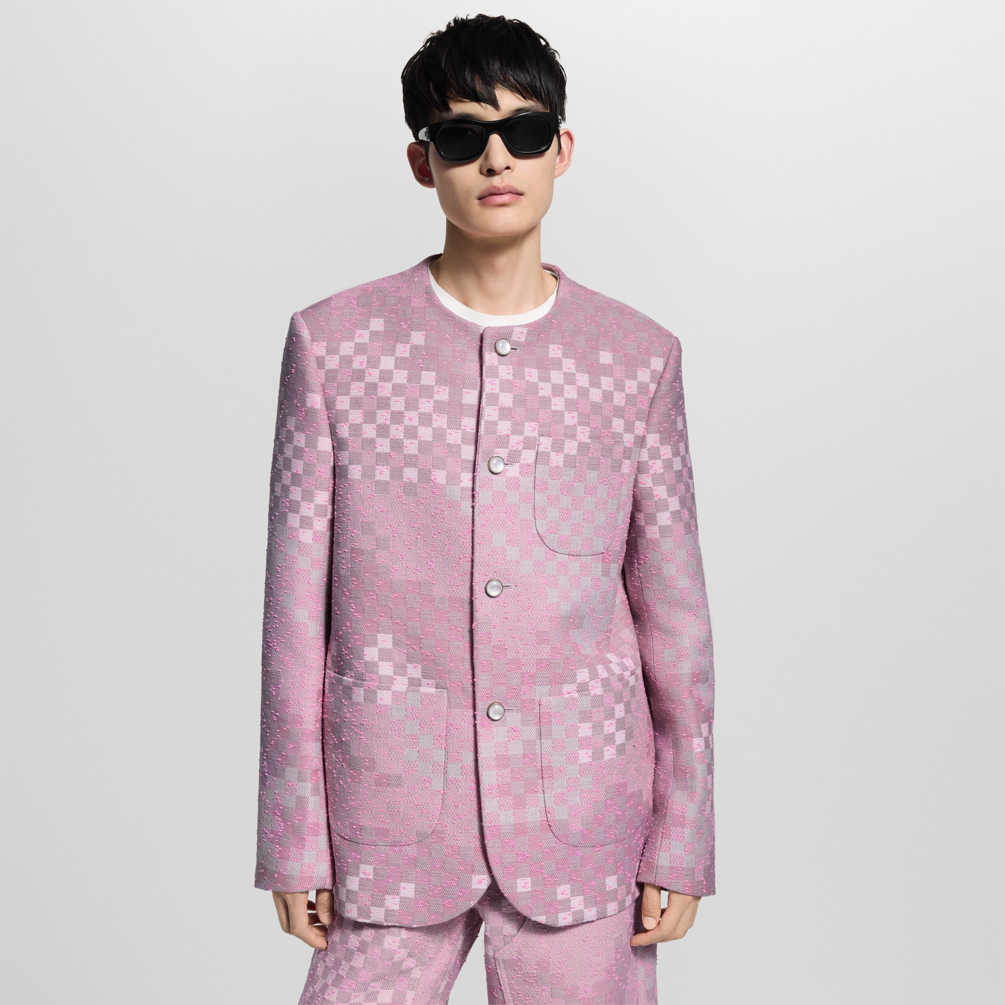  Ready-to-Wear Blazers and Jackets Damoflage Collarless Tweed Jacket | Louis Vuitton ® (Product zoom)