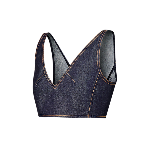 Ready-to-Wear Tops Denim V-Neck Crop Top | Louis Vuitton ® (Product zoom)