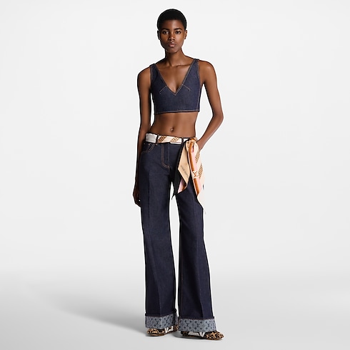 Ready-to-Wear Tops Denim V-Neck Crop Top | Louis Vuitton ® (Product zoom)
