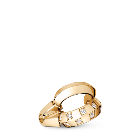 Catégories Boucles d'Oreilles Double manchette d'oreille Le Damier de Louis Vuitton, or jaune et diamants | Louis Vuitton ® (Zoom produit)