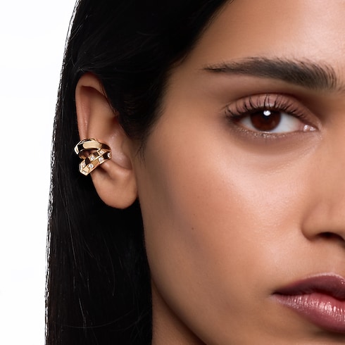 Catégories Boucles d'Oreilles Double manchette d'oreille Le Damier de Louis Vuitton, or jaune et diamants | Louis Vuitton ® (Zoom produit)