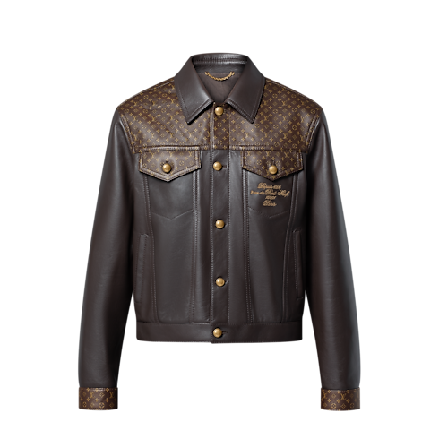 Ready-to-Wear Coats and Outerwear Embellished Leather Trucker Jacket | Louis Vuitton ® (Product zoom)