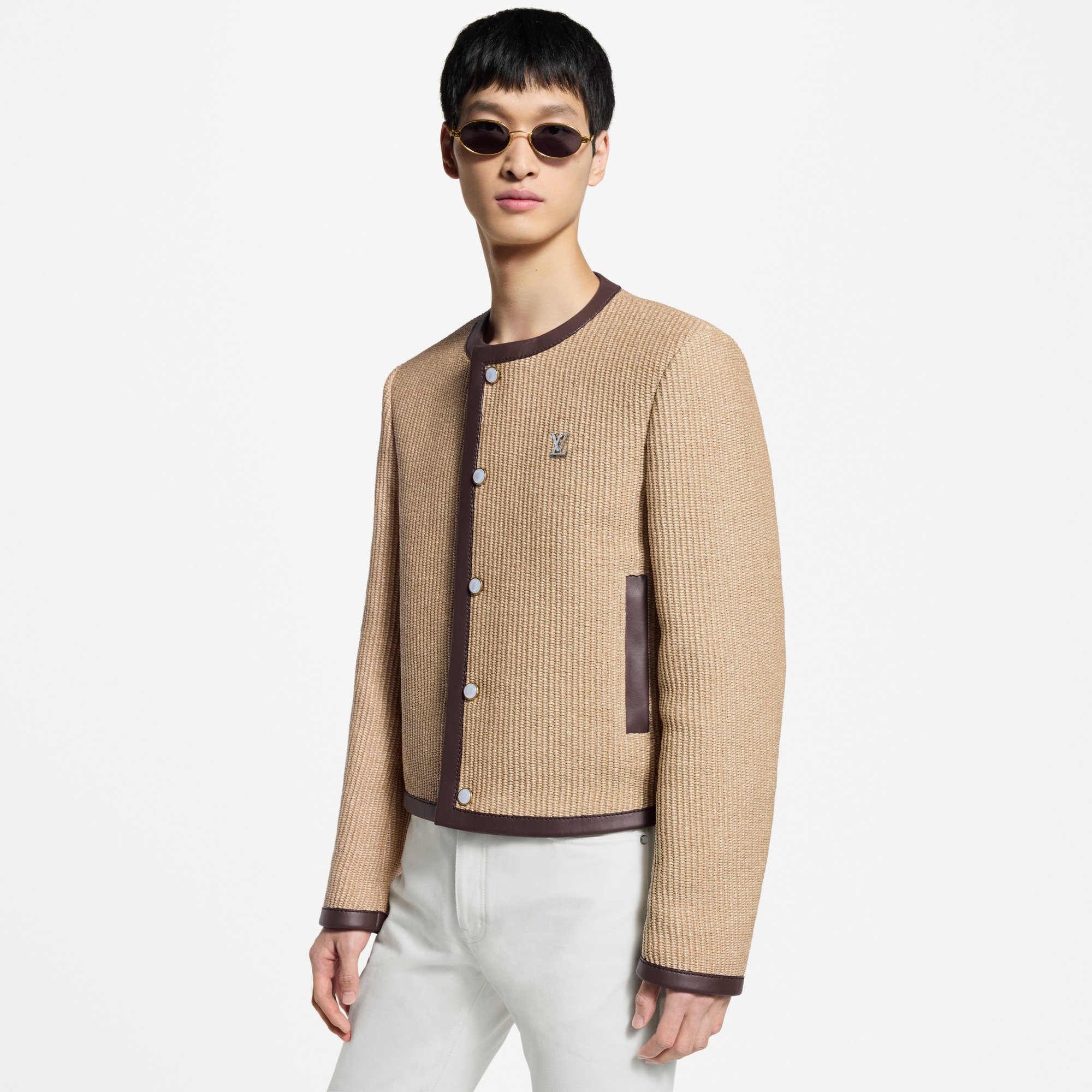  Ready-to-Wear Blazers and Jackets Embellished Raffia Chic Collarless Jacket | Louis Vuitton ® (Product zoom)