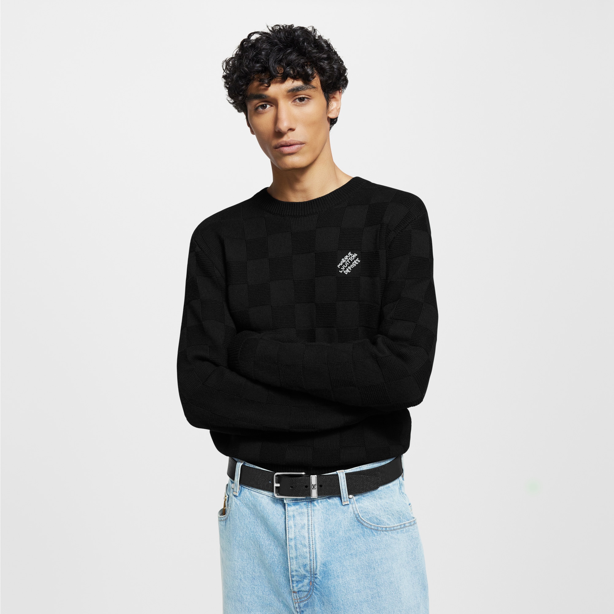  Ready-to-Wear Knitwear and Sweatshirts Embellished Wool Damier Pullover | Louis Vuitton ® (Product zoom)