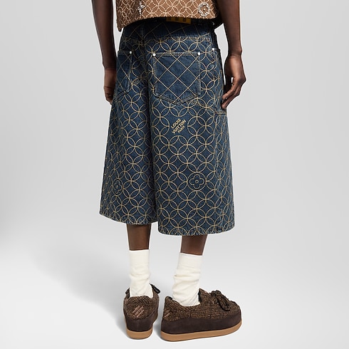 Ready-to-Wear Denim Embroidered Workwear Shorts | Louis Vuitton ® (Product zoom)