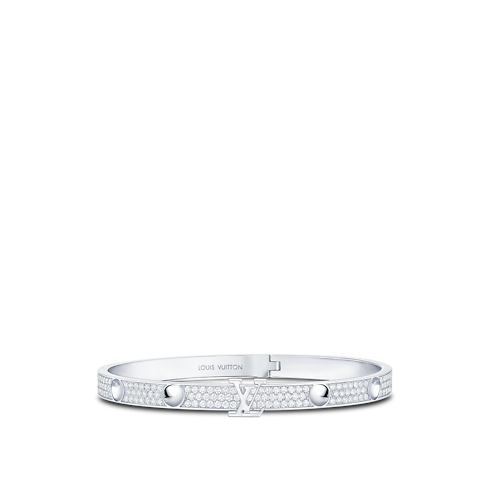 Empreinte Medium Bangle, White Gold and Diamonds Side View