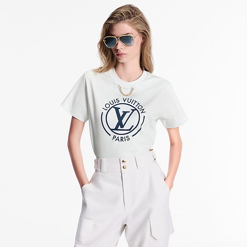 Ready-to-Wear Tops Flocked LV T-Shirt | Louis Vuitton ® (Product zoom)
