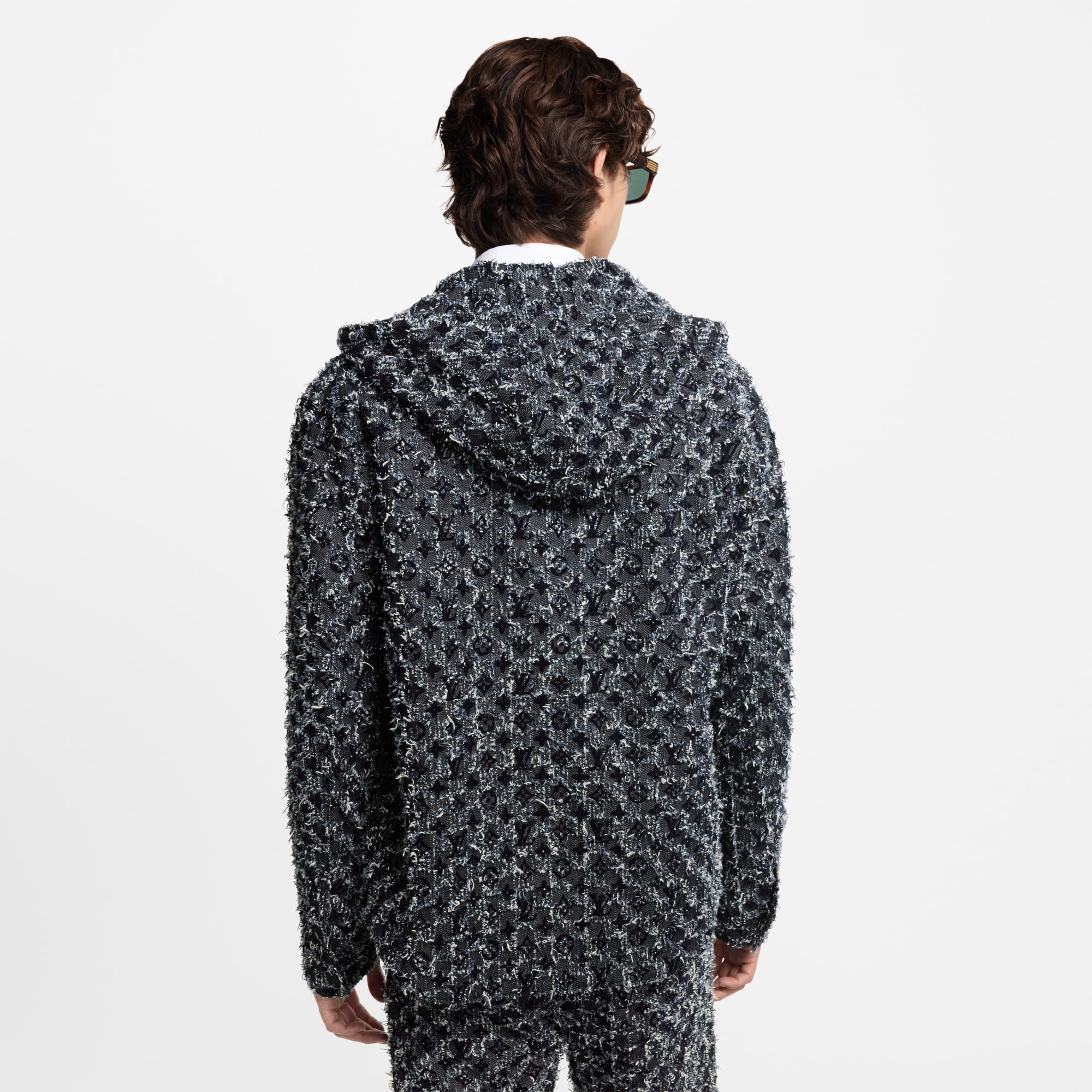 Flocked Monogram Denim Hoodie - Men - Ready-to-Wear | LOUIS VUITTON