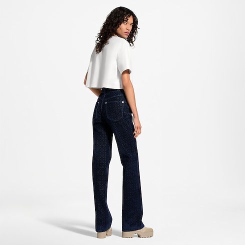 Ready-to-Wear T-shirts and Sweatshirts Flocked Signature Crop Top | Louis Vuitton ® (Product zoom)