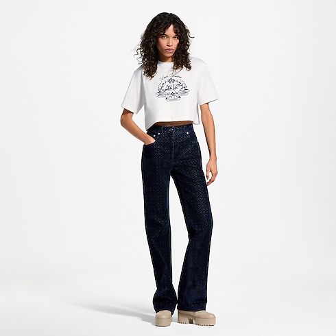 Ready-to-Wear T-shirts and Sweatshirts Flocked Signature Crop Top | Louis Vuitton ® (Product zoom)