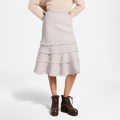Ready-to-Wear New In Ready-to-Wear Fringe Trim Tweed Skirt | Louis Vuitton ® (Product zoom)