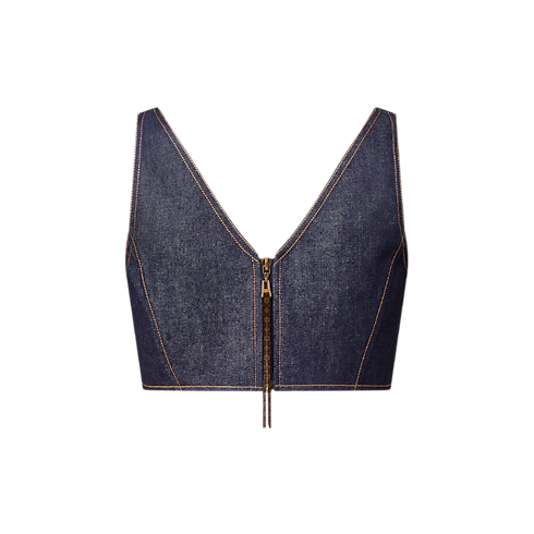 Prêt-à-Porter Hauts Haut court col en V en denim | Louis Vuitton ® (Zoom produit)
