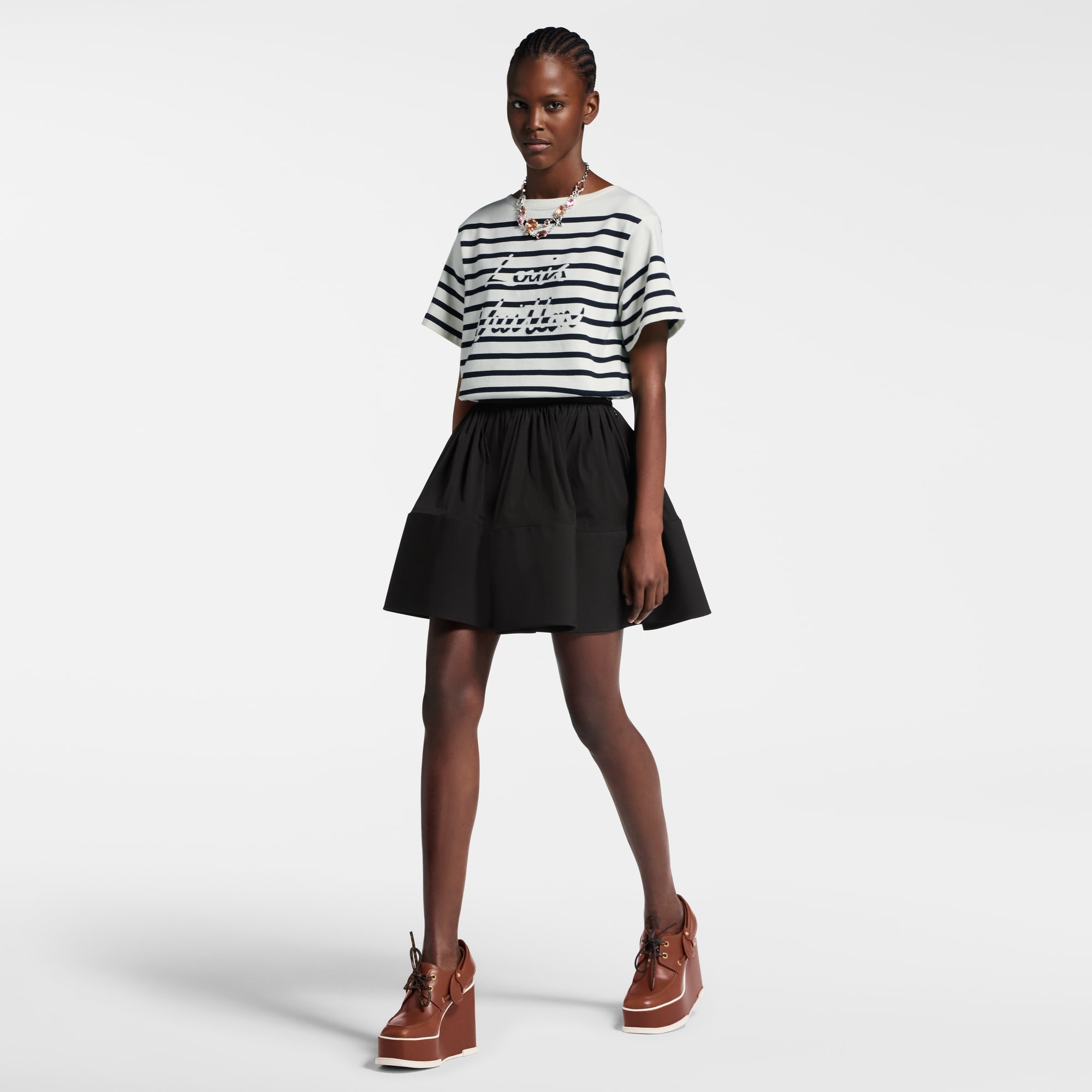  Prêt-à-Porter Hauts Haut rayé en maille avec signature | Louis Vuitton ® (Zoom produit)