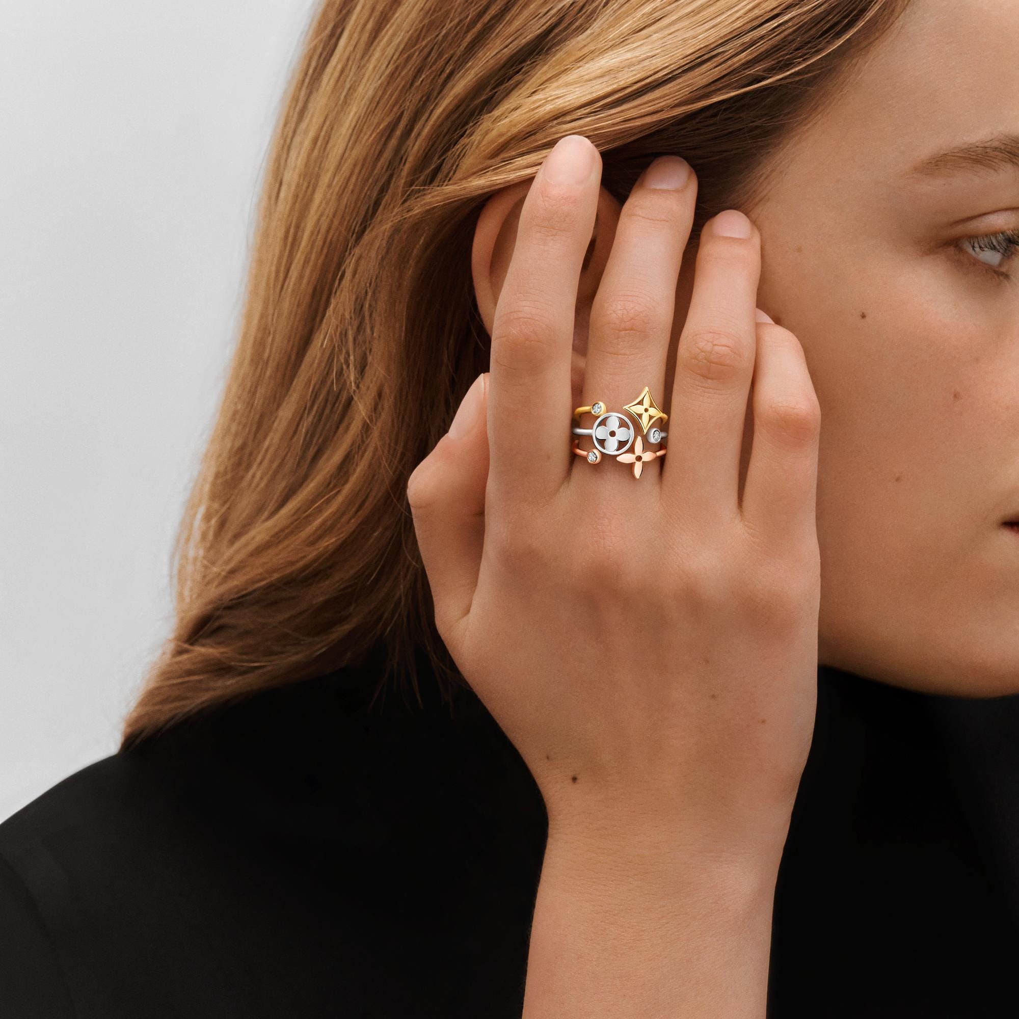  Categories All Fine Jewelry Idylle Blossom ring, 3 golds and diamonds | Louis Vuitton ® (Product zoom)