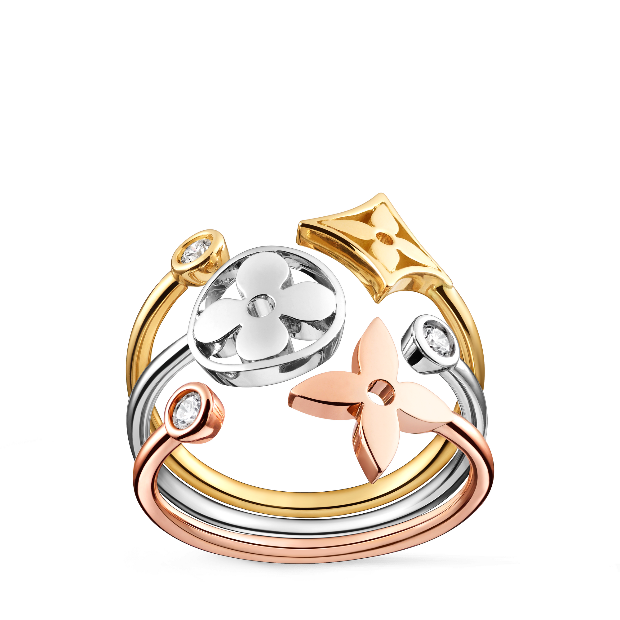  Categories All Fine Jewelry Idylle Blossom ring, 3 golds and diamonds | Louis Vuitton ® (Product zoom)