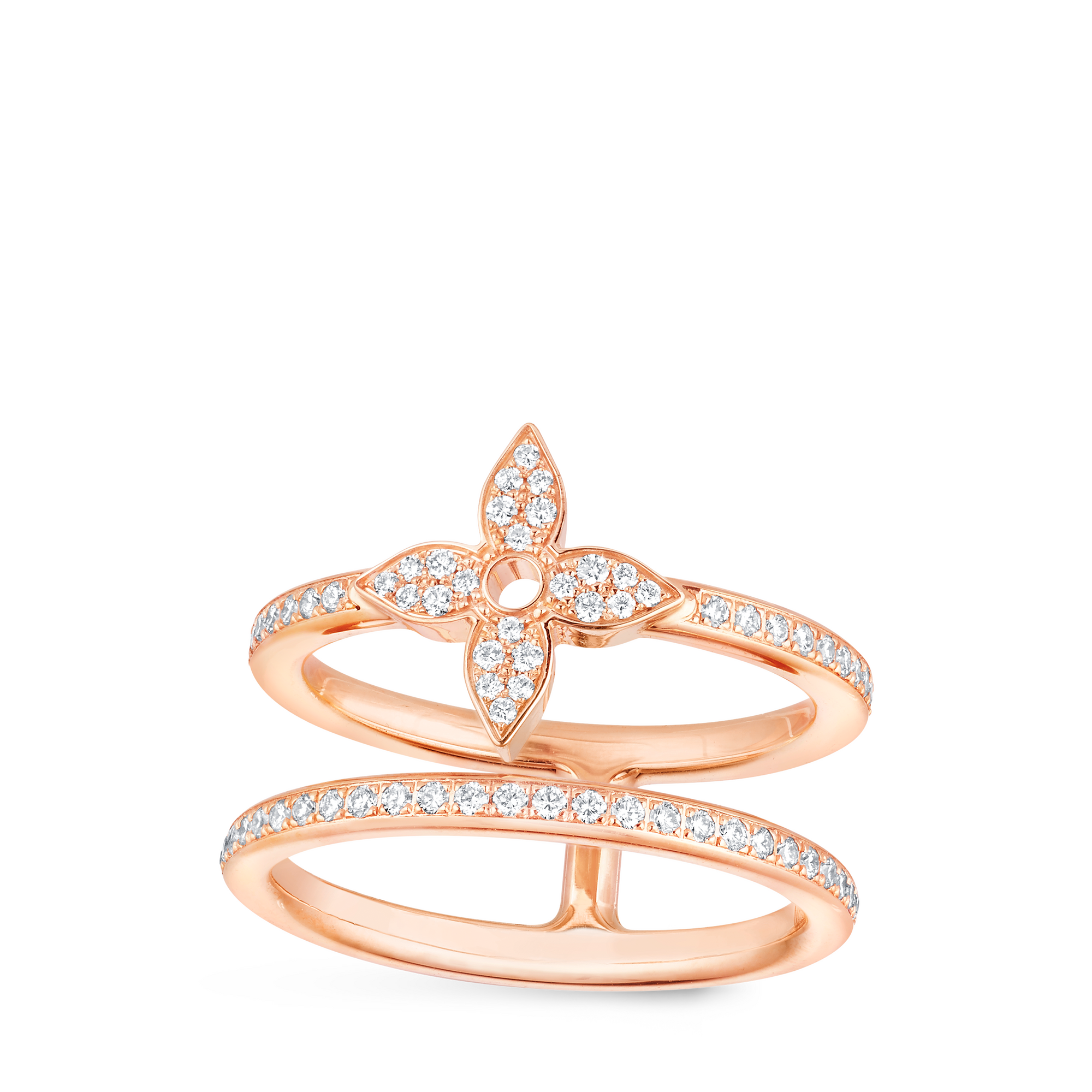  Categories All Fine Jewelry Idylle Blossom Two-Row Ring, Pink Gold And Diamonds | Louis Vuitton ® (Product zoom)