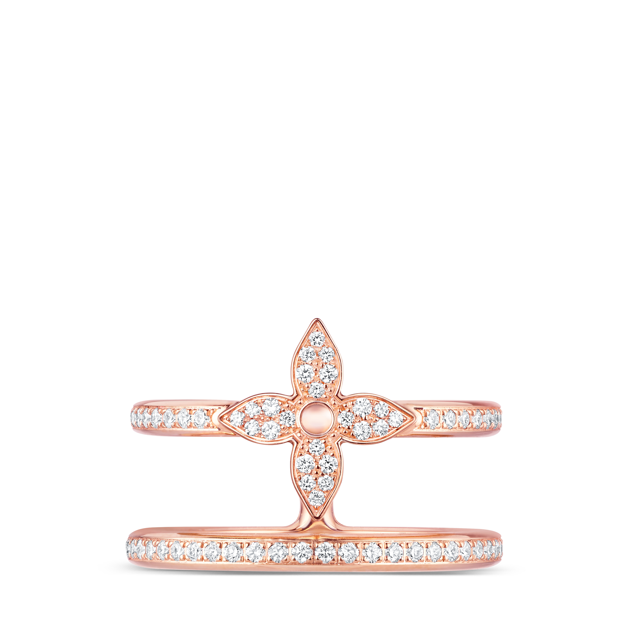  Categories All Fine Jewelry Idylle Blossom Two-Row Ring, Pink Gold And Diamonds | Louis Vuitton ® (Product zoom)